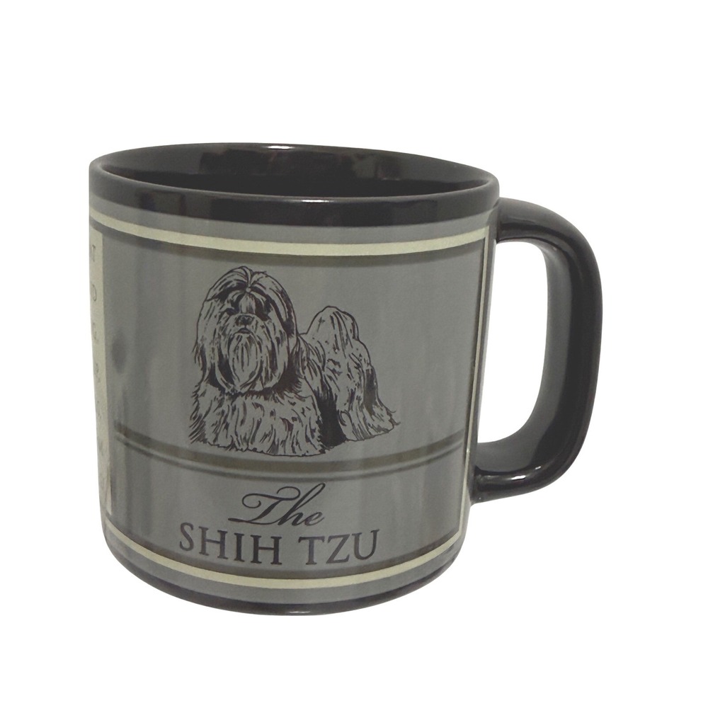 Russ Berrie Shih Tzu Coffee Mug Black Grey Dog Breed Ceramic Cup 20780